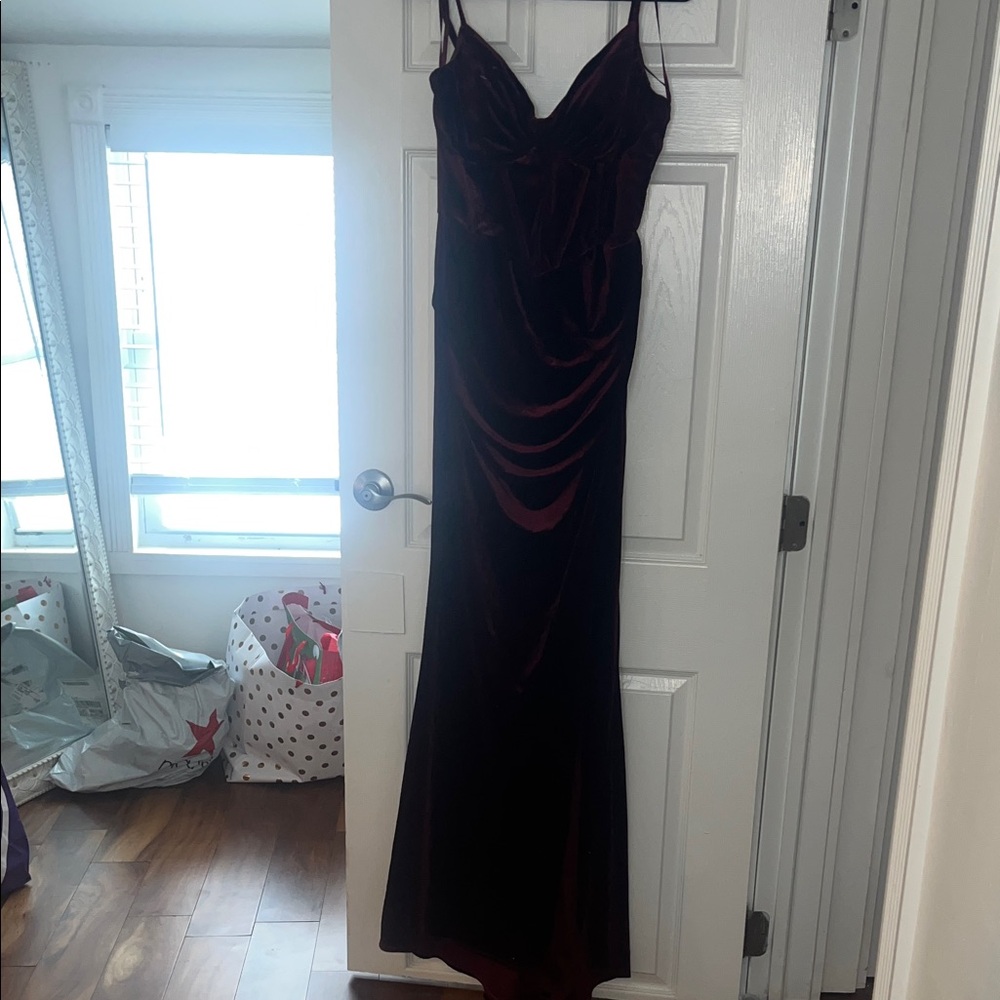 Windsor Deep Burgundy Velvet Maxi Dress